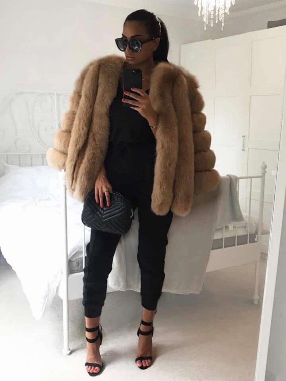 Aria Moda Reagan Genuine Fox Fur Coat